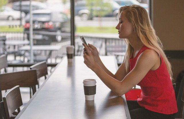 Woman sitting at counter